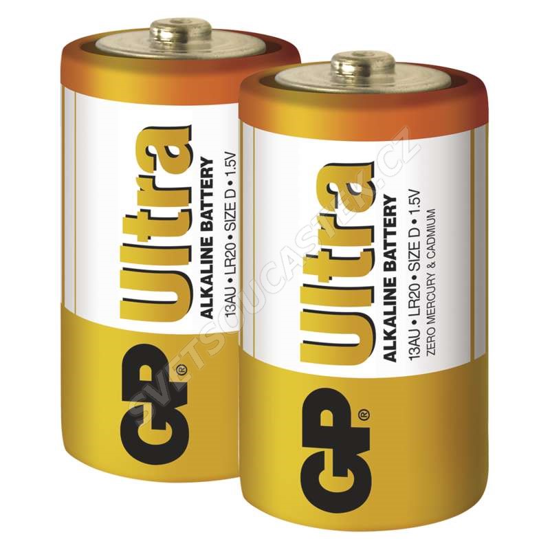 Alkalická batéria GP Ultra LR20 (D), 2 ks v blistri